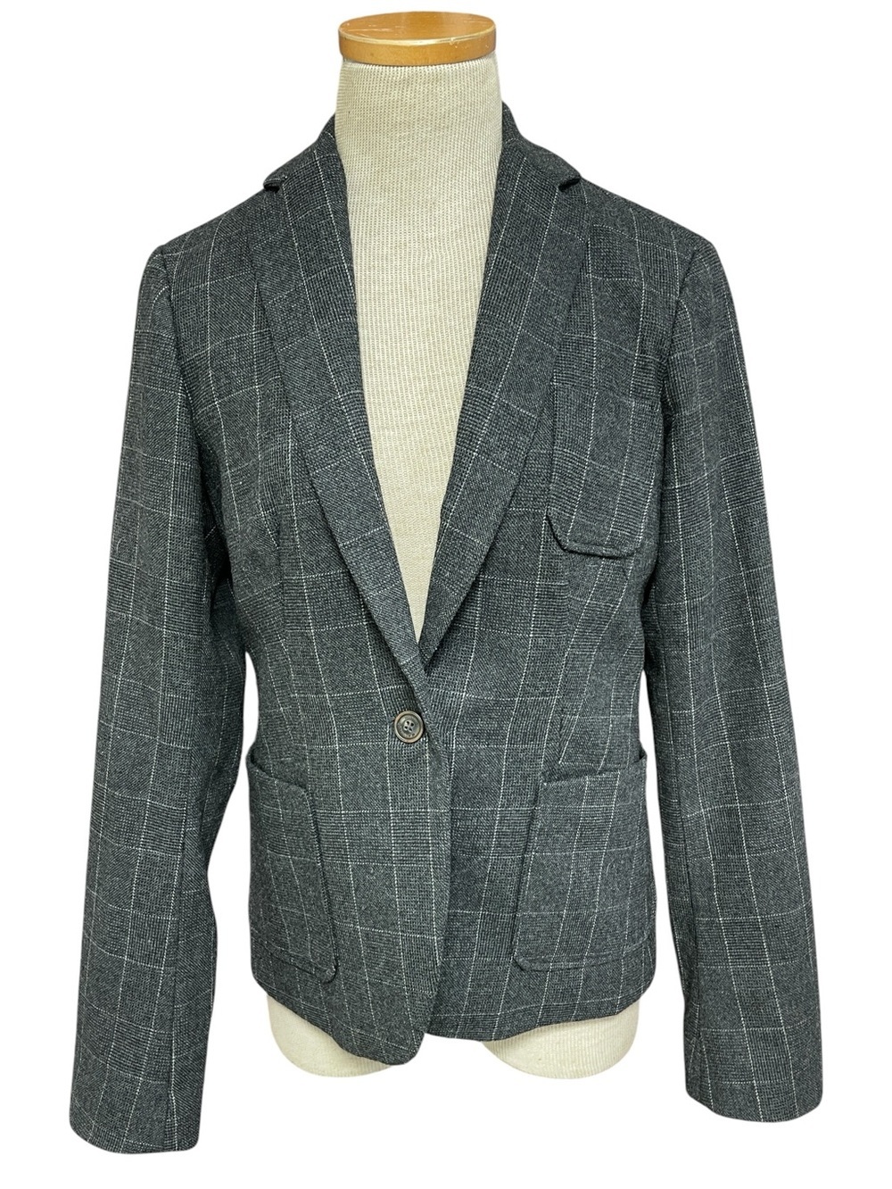 Maison Scotch Wool Blazer Windowpane Plaid Gray Suit Jacket Chapeau Size 2